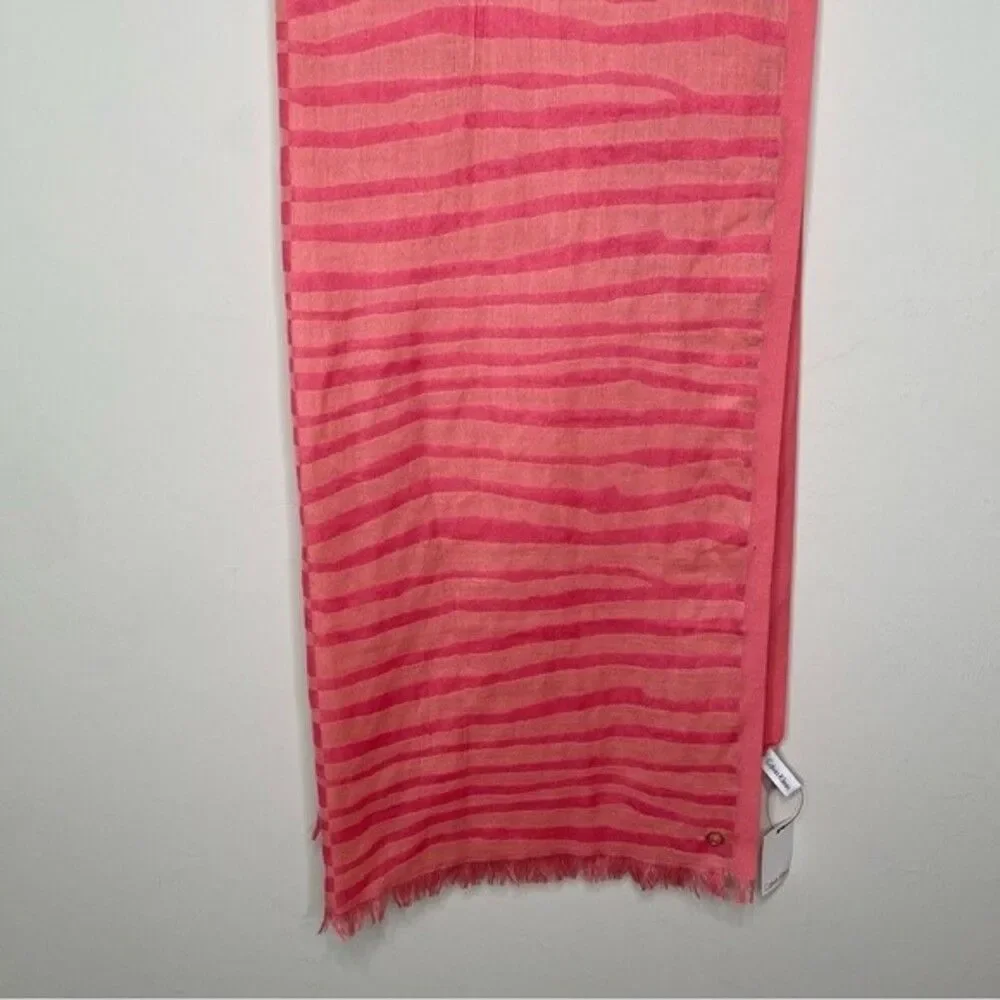 Calvin Klein Scarf Animal Stripes Lightweight Spring Summer Salmon Pink 29x70